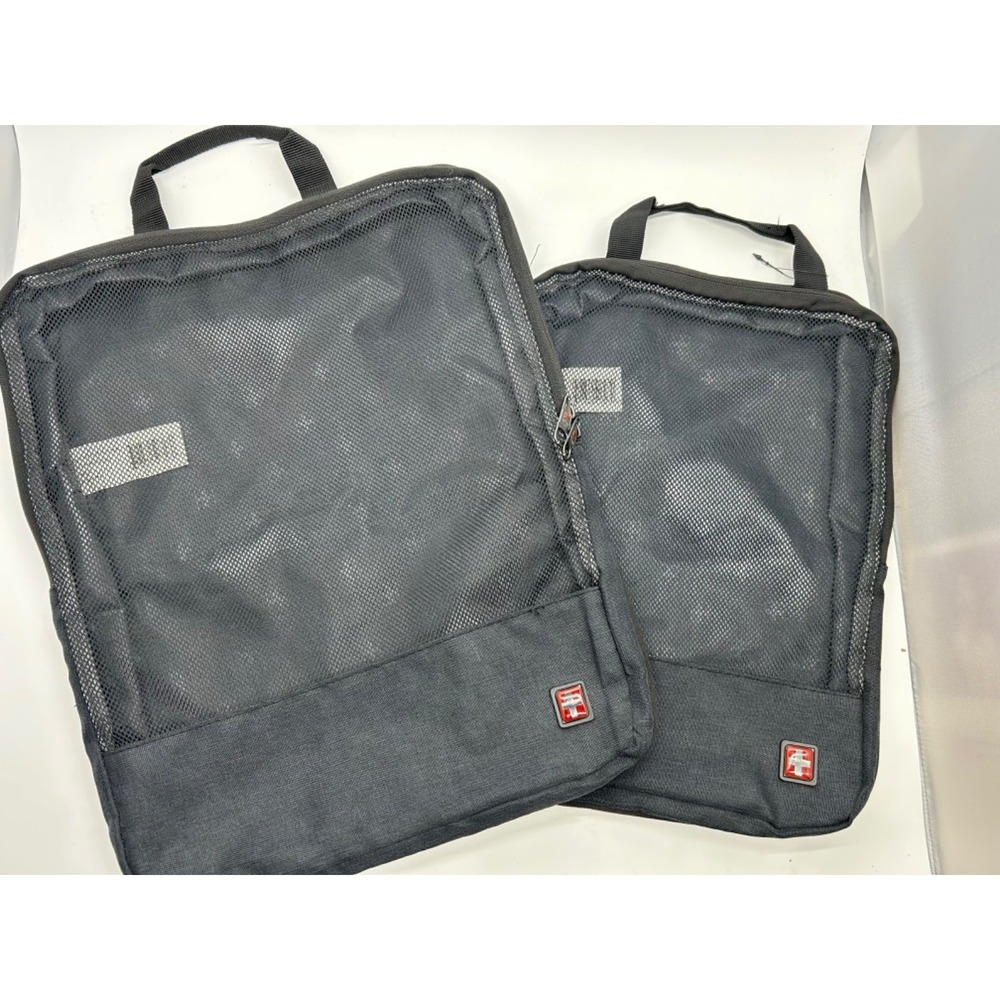 Lot of 2 SWISS GEAR Compression Packing Cubes Black  Accessory Bags 17x13x3.5